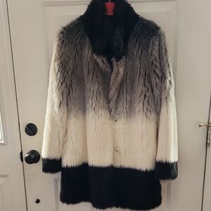 Calvin Klein Ombre Teddy Jacket in Black, Gray, and Cream